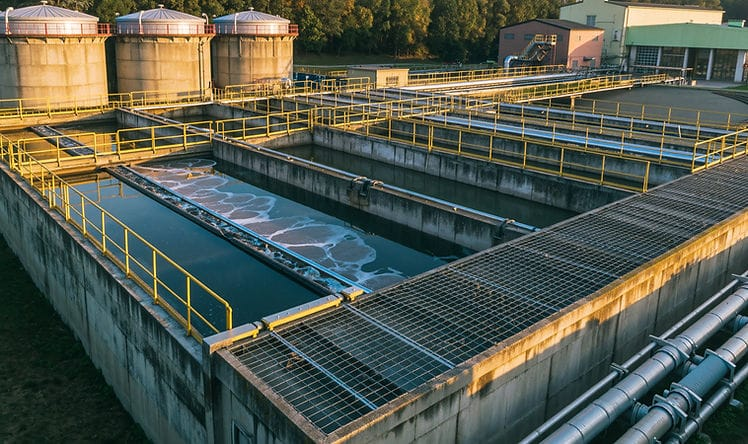 Modern industrial water treatment plant infrastructure